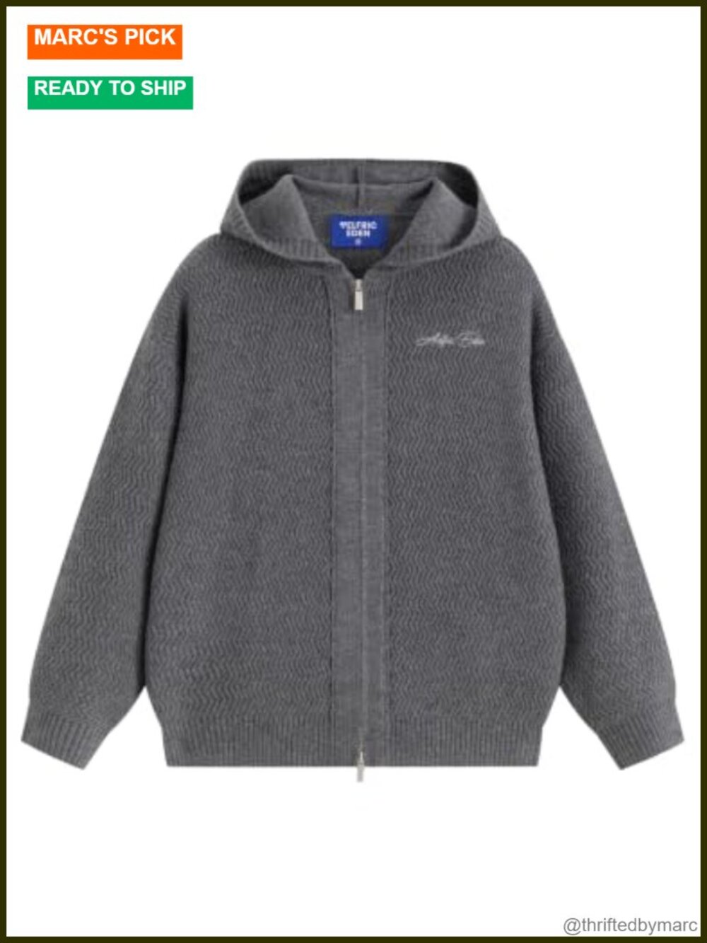 Zip Up Hooded Cardigan Sweater for Women Chunky Knit Drop Shoulder Fall Winter